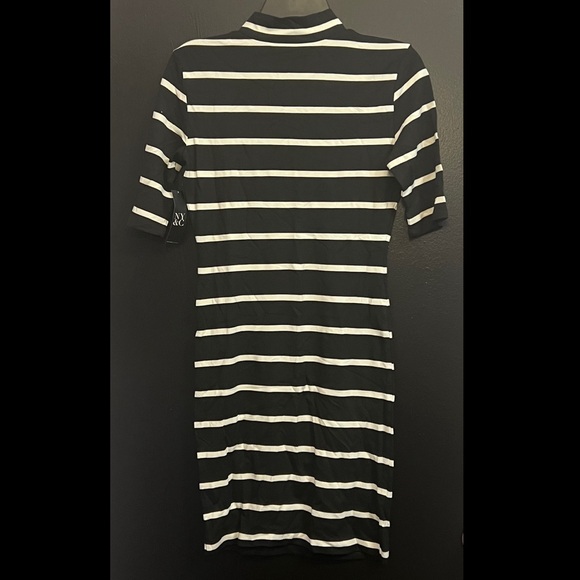 NY&Co soho street Black & White Striped Mock Neck Dress - Picture 2 of 5